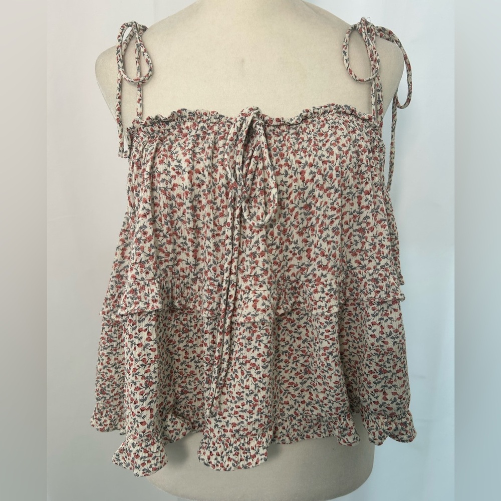 MOLLY GREEN Floral Ruffle Spaghetti Strap Top